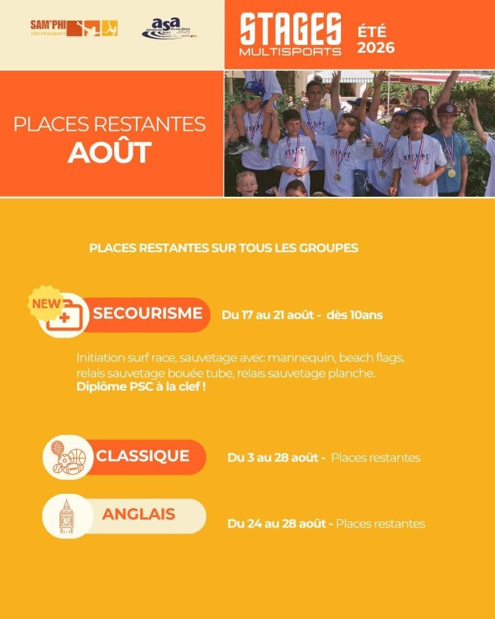 Nos stages avec Sam'phi - juillet et aout 2026